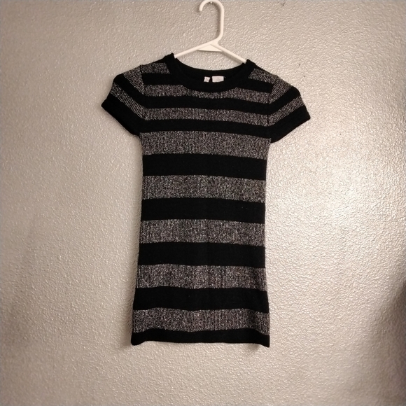 Heart N Crush Silver & Black Striped Dress - Picture 1 of 3